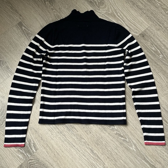 Springfield Striped Mock Turtleneck Sweater in Navy and White, Size 0 - Picture 5 of 7